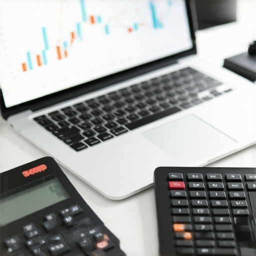 Close-up of a desk with financial tools showing S-Corp retirement and payroll planning.