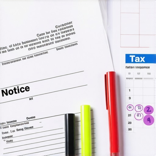 Organized desk with state tax inquiry documents and a marked calendar for response deadlines.