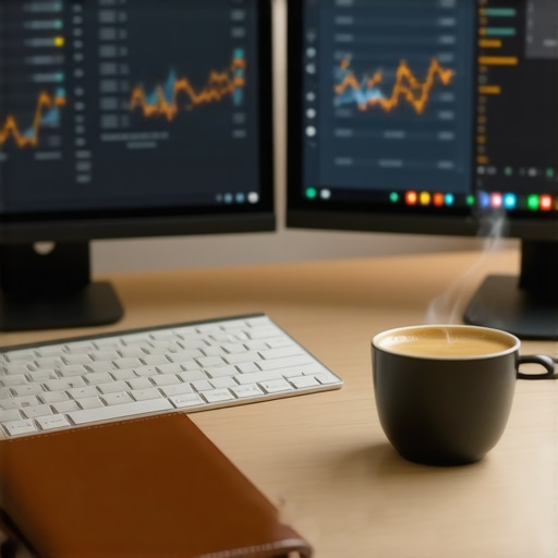 The Modern Financial Command Center Advanced cloud-based accounting dashboard on multi-monitor setup for business compliance
