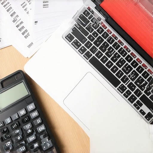 Laptop showing accounting software errors and receipts on a desk