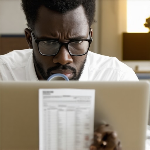 Business owner auditing automated tax records with a magnifying glass