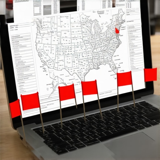 A laptop and legal documents highlighting the complexity of out-of-state tax nexus for remote hiring.
