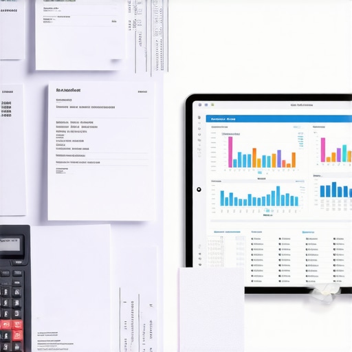 A visual comparison of messy physical bookkeeping receipts versus clean organized digital financial records.
