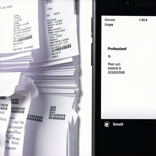 Comparison of paper receipt clutter and a modern digital scanning app for audit preparation