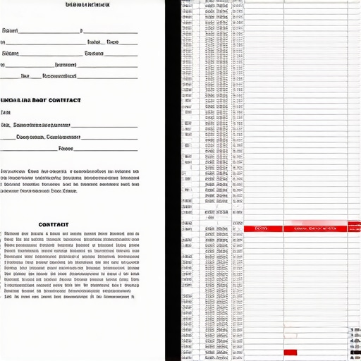 A comparison between a union labor contract and digital payroll spreadsheets showing compliance checks.