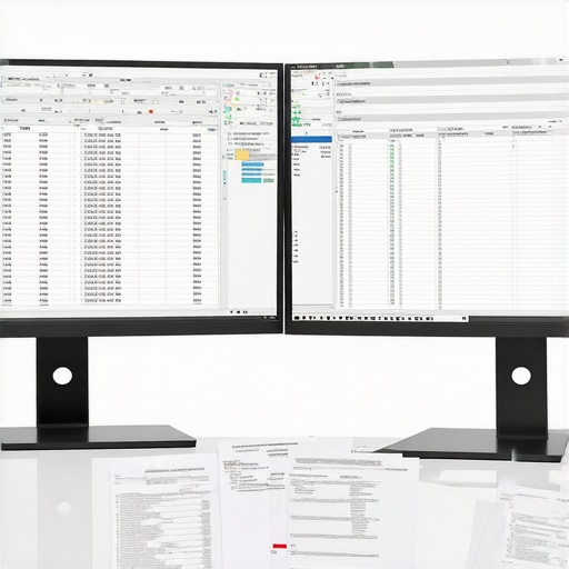 Verifying Digital Accounting Data with Physical Records Business owner performing a manual audit check of their automated accounting software data.