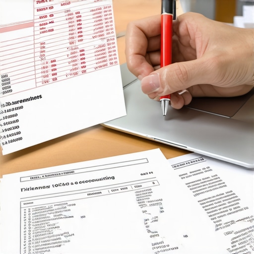 Business owner manually checking for sync errors between accounting software and bank records.